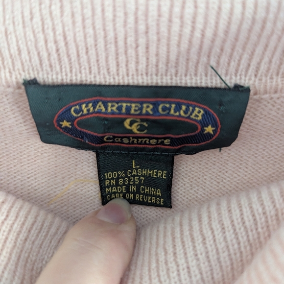 Charter Club 100% Cashmere Cowl Neck Long Sleeve Baggy Sweater Peach Size Large - Picture 7 of 7
